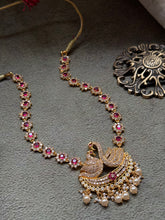Load image into Gallery viewer, Vintage style swan necklace with cut stones
