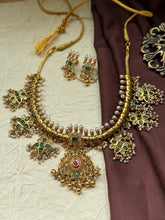 Load image into Gallery viewer, Statement guttapusalu necklace set  in silver 925 and gold polish
