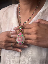 Load image into Gallery viewer, Dainty Inlay work necklace in natural aventurine and gemstones
