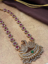 Load image into Gallery viewer, Vintage style swan necklace with cut stones
