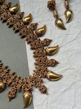 Load image into Gallery viewer, Statement mango necklace with earrings (comes with an adjustable thread-work)
