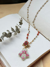 Load image into Gallery viewer, Dainty Inlay work necklace in natural aventurine and gemstones
