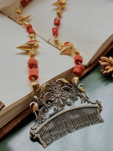 Load image into Gallery viewer, Statement coral comb bird necklace
