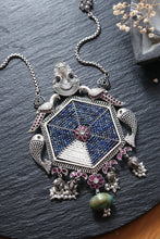 Load image into Gallery viewer, One of a kind, statement peacock pendant with chain
