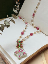 Load image into Gallery viewer, Dainty Inlay work necklace in natural aventurine and gemstones
