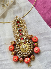 Load image into Gallery viewer, Statement vintage style nagru pendant with hasli
