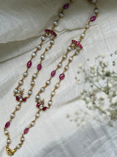 Load image into Gallery viewer, Rubies &amp; pearls on silver double chain
