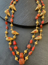 Load image into Gallery viewer, Coral neckpiece in gold polish
