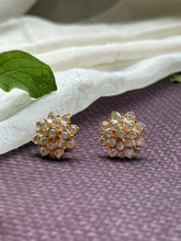 Load image into Gallery viewer, South Indian traditional stone studs in silver 925
