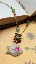 Load image into Gallery viewer, Dainty Inlay work necklace in natural aventurine and gemstones
