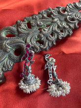 Load image into Gallery viewer, Peacock Statement Jhumka Earrings
