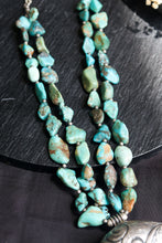 Load image into Gallery viewer, One of a kind natural turquoise necklace with vintage pendant
