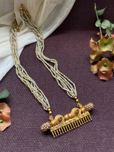 Load image into Gallery viewer, Statement coral comb necklace in silver &amp; pearls (removable pearl bunch)
