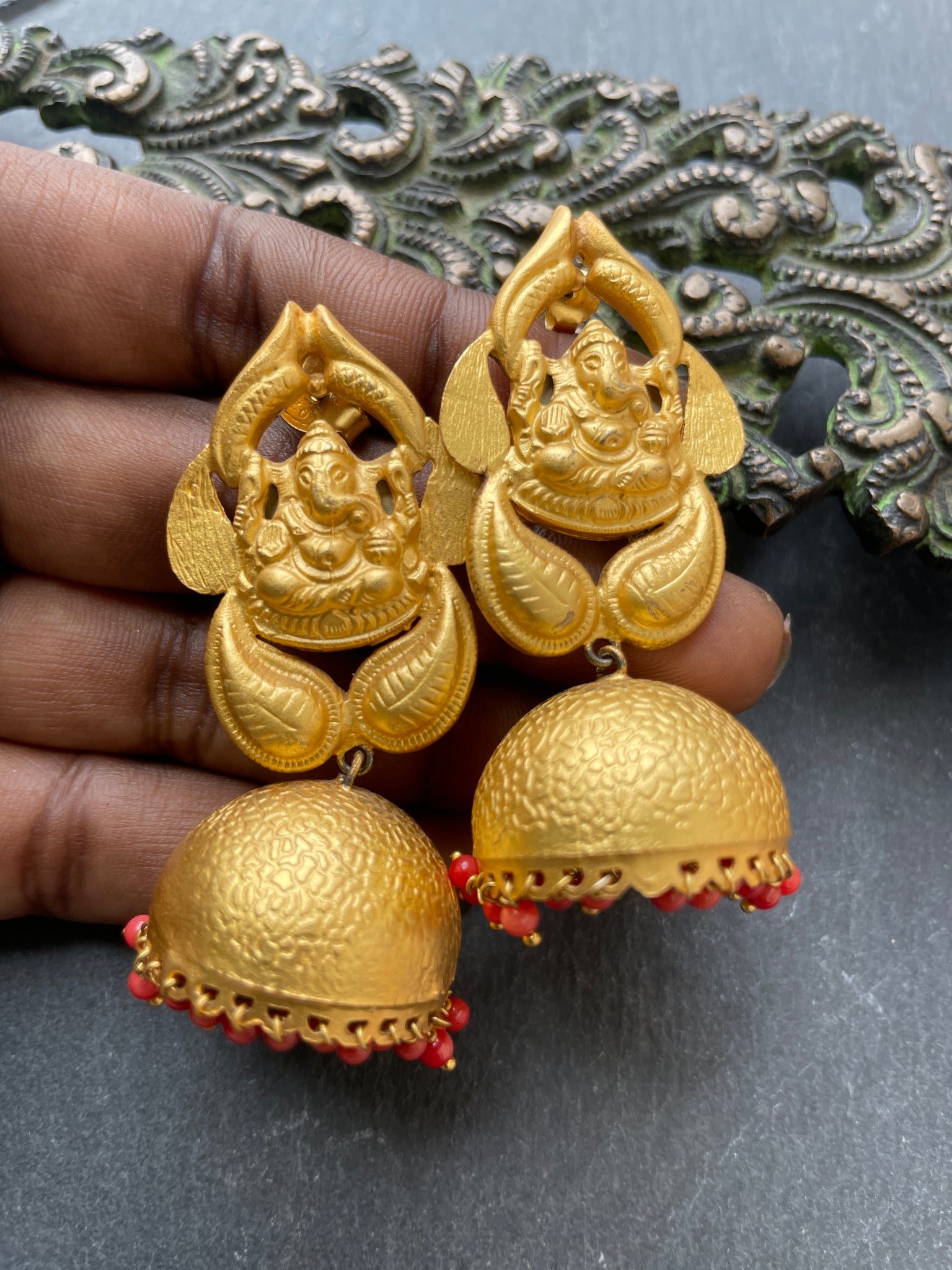 Ganesh design sale gold earrings