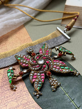 Load image into Gallery viewer, One of a kind kundan necklace in silver 925
