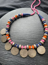 Load image into Gallery viewer, Statement silver necklace with vintage coins-2
