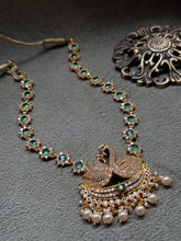 Load image into Gallery viewer, Vintage style swan necklace with cut stones
