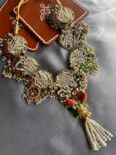 Load image into Gallery viewer, One of a kind, statement pearl choker necklace with kundan work pendant

