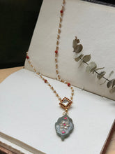 Load image into Gallery viewer, Dainty Inlay work necklace in natural aventurine and gemstones
