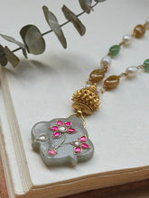 Load image into Gallery viewer, Dainty Inlay work necklace in natural aventurine and gemstones
