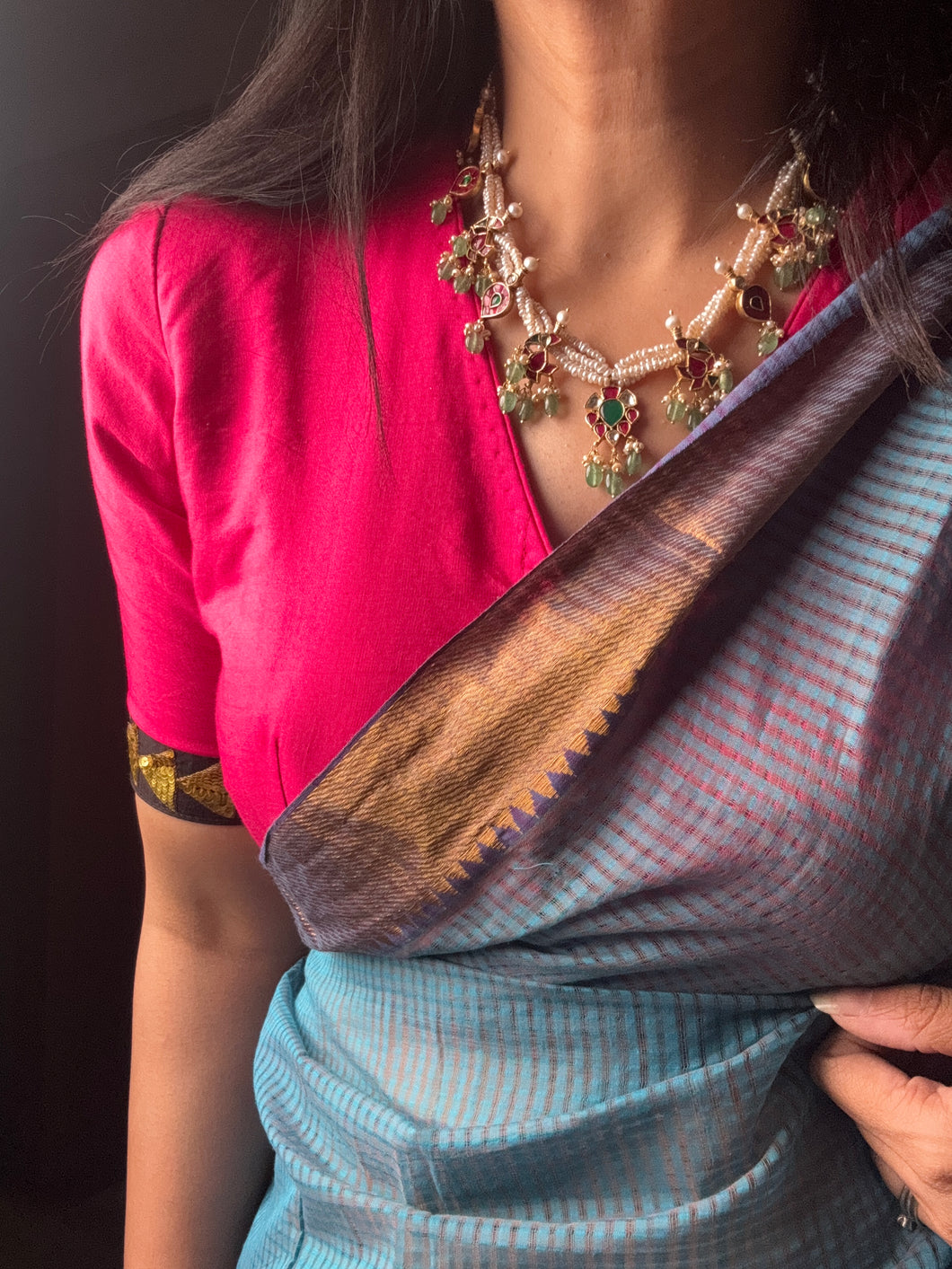 One of a kind silver kundan necklace