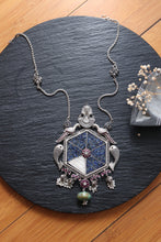 Load image into Gallery viewer, One of a kind, statement peacock pendant with chain
