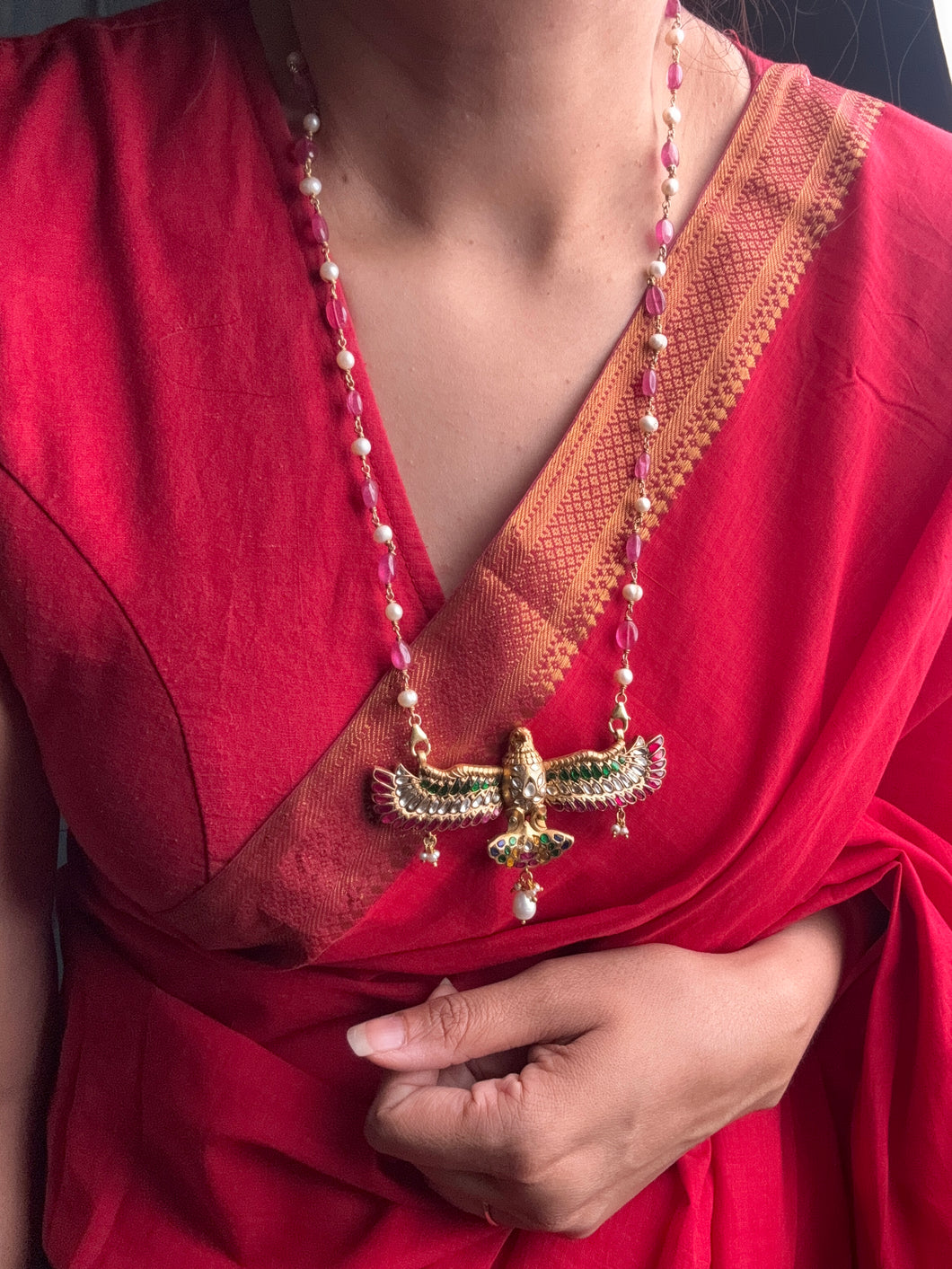 One of a kind pannchi pendant necklace