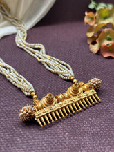 Load image into Gallery viewer, Statement coral comb necklace in silver &amp; pearls (removable pearl bunch)
