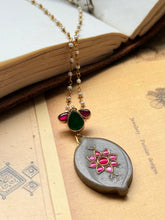 Load image into Gallery viewer, Dainty Inlay work necklace in natural aventurine and gemstones
