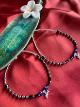 Load image into Gallery viewer, Silver and black beads evil eye anklets
