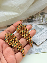 Load image into Gallery viewer, Statement silver earrings with gold polish
