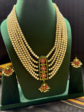 Load image into Gallery viewer, Multilayered Festive Pearl Necklace set with earrings

