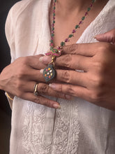 Load image into Gallery viewer, Dainty inlay work neckpiece in natural aventurine and gemstones
