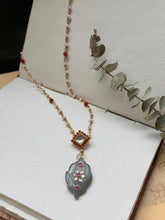 Load image into Gallery viewer, Dainty Inlay work necklace in natural aventurine and gemstones
