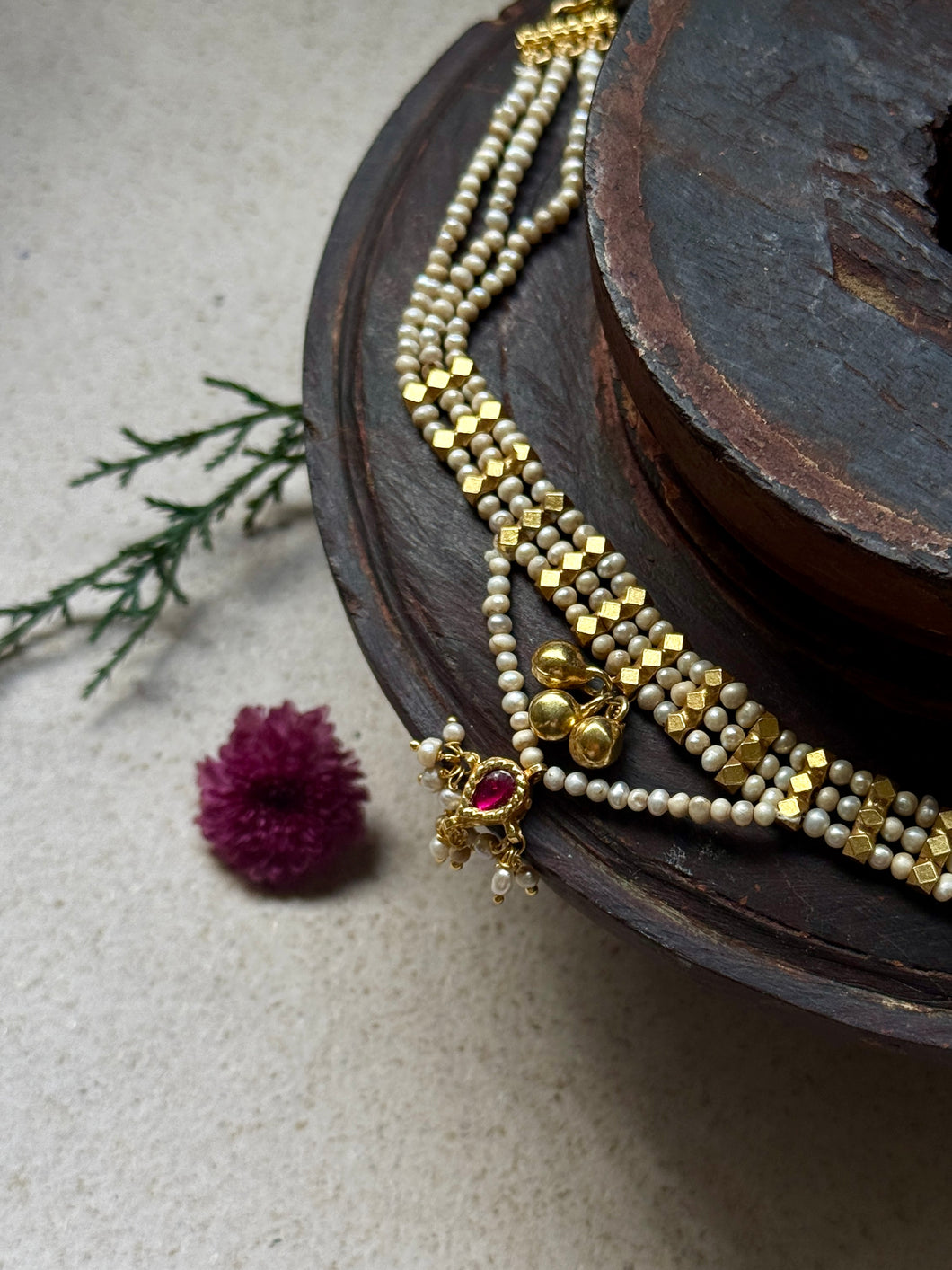 One of a kind silver pearl choker