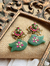 Load image into Gallery viewer, One of a kind inlay work earrings 2
