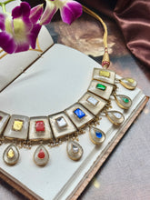 Load image into Gallery viewer, Statement inlay work navratna necklace
