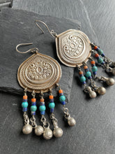 Load image into Gallery viewer, Statement silver meenakari earrings in 92.5
