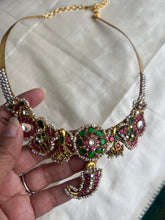 Load image into Gallery viewer, 92.5 gold polish Silver hasli with kundan work and pearls 5
