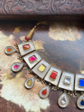 Load image into Gallery viewer, Statement inlay work navratna necklace
