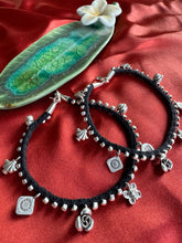 Load image into Gallery viewer, Black thread silver anklets-Balinese
