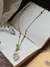 Load image into Gallery viewer, Dainty Inlay work necklace in natural aventurine and gemstones
