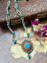 Load image into Gallery viewer, Statement Turquoise pendant necklace
