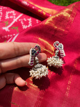 Load image into Gallery viewer, Peacock Statement Jhumka Earrings
