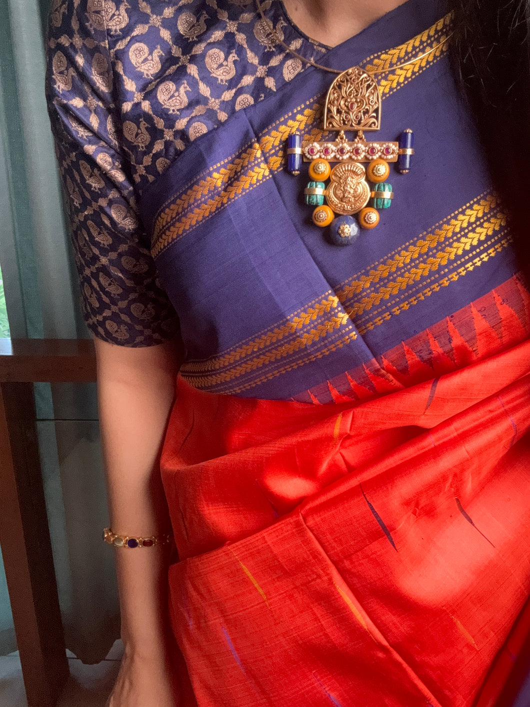 Statement vintage 925gold polish hasli with pendant-5