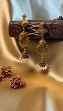 Load image into Gallery viewer, Vintage inspired (925 silver) jhumkas in gold polish
