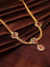 Load image into Gallery viewer, Statement gold polish classic navratna attigai necklace
