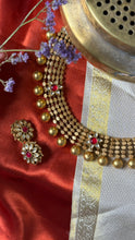 Load image into Gallery viewer, One of a kind gold polish kundan work statement necklace set
