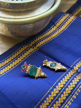 Load image into Gallery viewer, Kundan work (925 silver) earrings in gold polish
