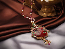 Load image into Gallery viewer, Statement inlay work red onyx pendant neck chain

